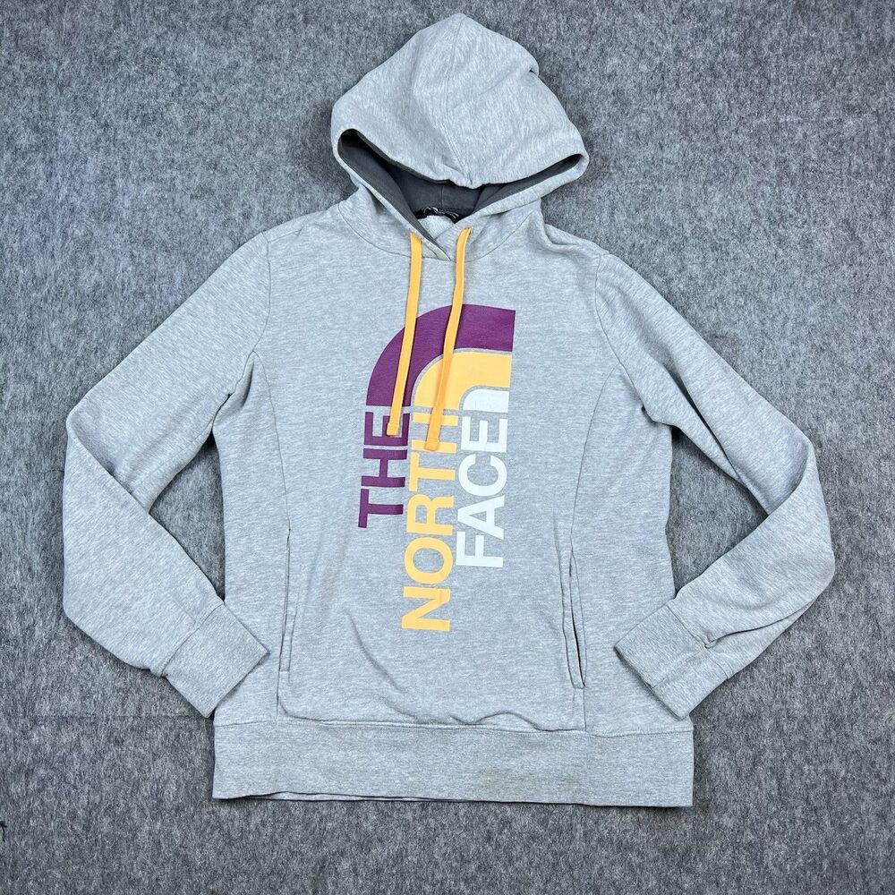 The North Face Women's Hoodie Sweatshirt Grey Pullover  Long Sleeve Size Medium